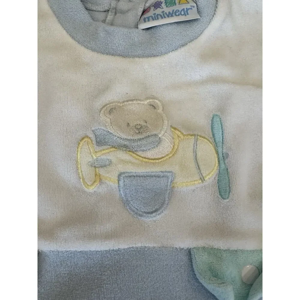 Vintage Baby Boy Clothes Lot 3-9M 90s Buster Brown Miniwear Train Plane 4pc